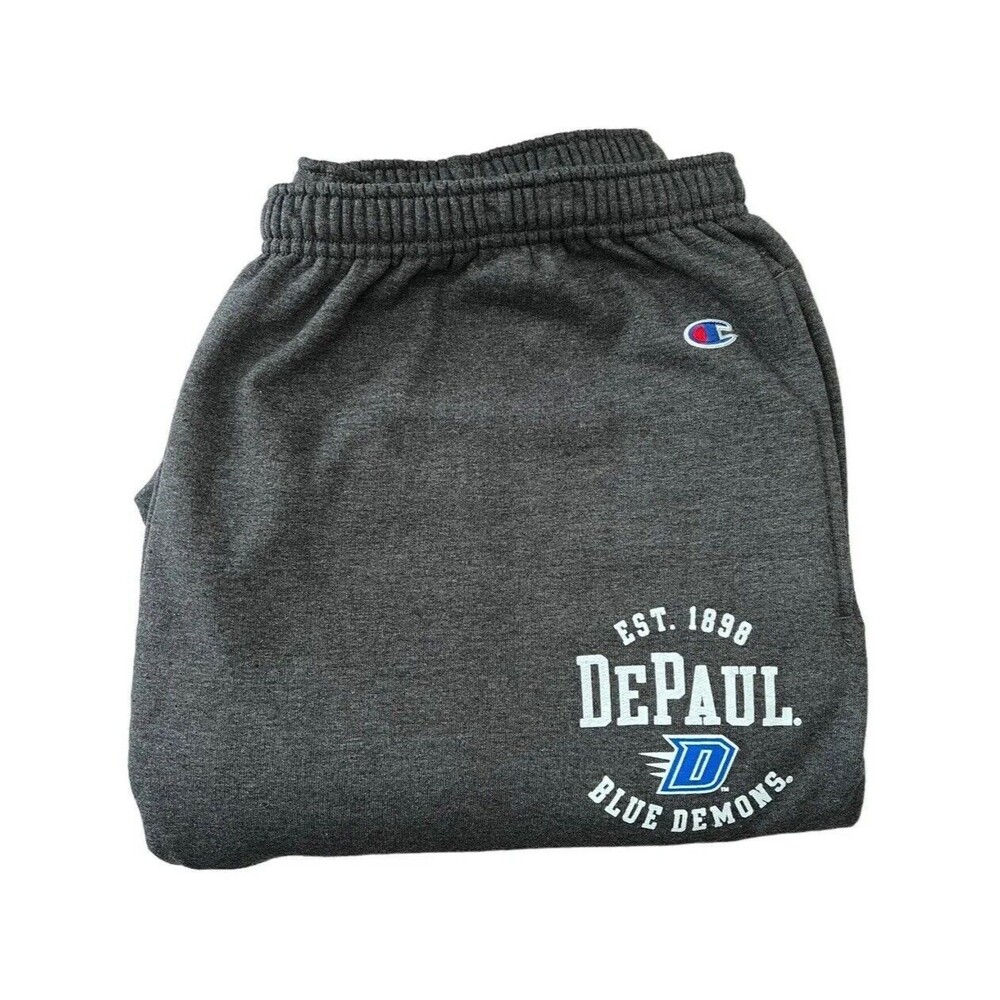 Champion Men's DePaul University Gray Closed Bottom Sweatpants Size 2XL